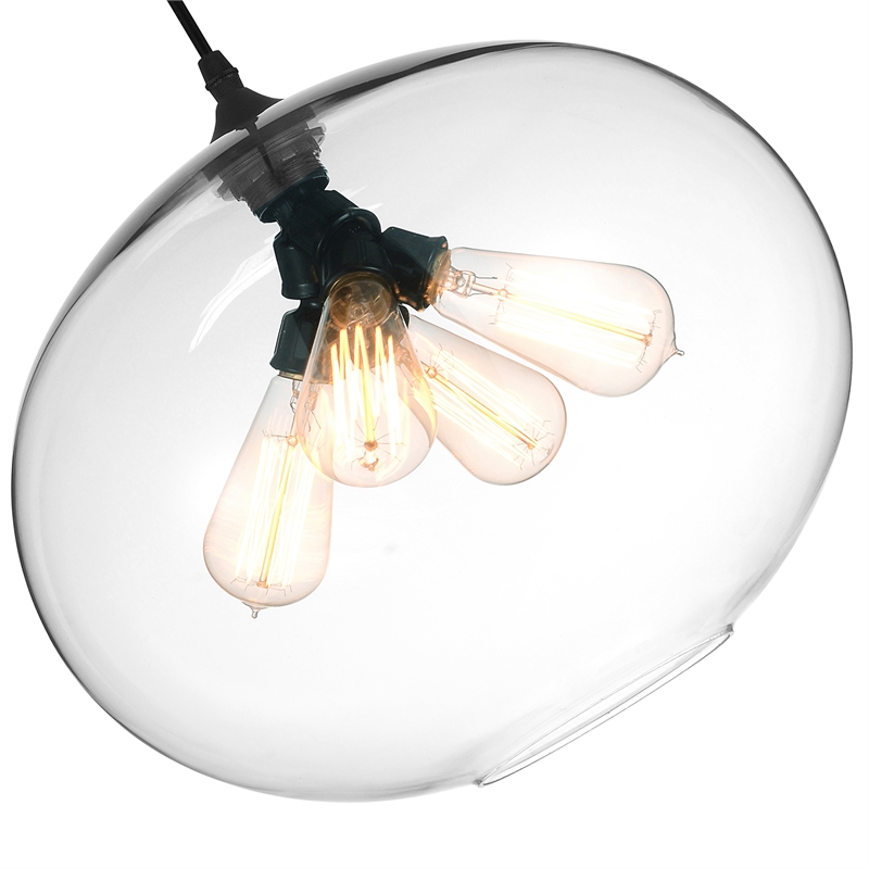 CWI Lighting Glass 4 Light Contemporary Metal Down Pendant in Clear