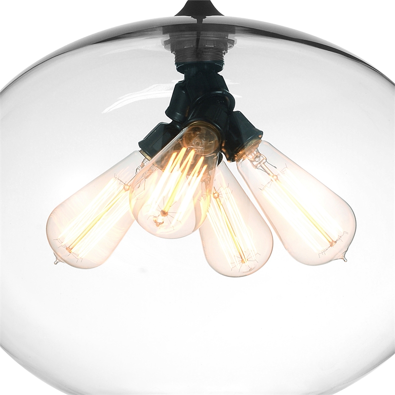 CWI Lighting Glass 4 Light Contemporary Metal Down Pendant in Clear