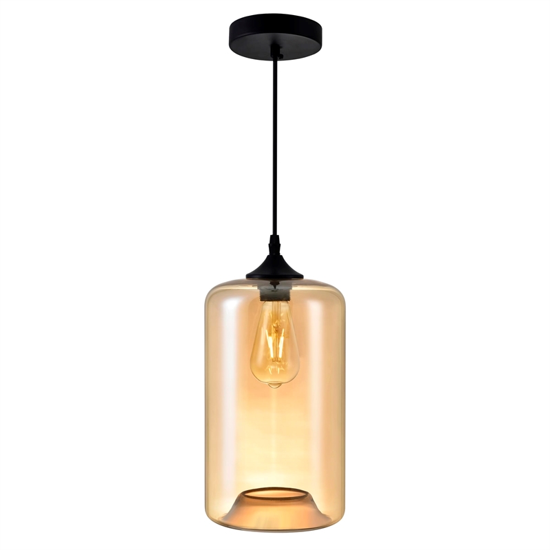 CWI Lighting 1 Light Down Glass Mini Pendant in Brown Cognac