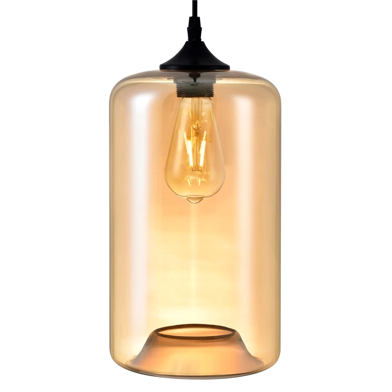 CWI Lighting 1 Light Down Glass Mini Pendant in Brown Cognac