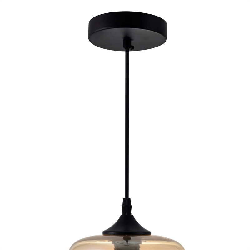 CWI Lighting 1 Light Down Glass Mini Pendant in Brown Cognac