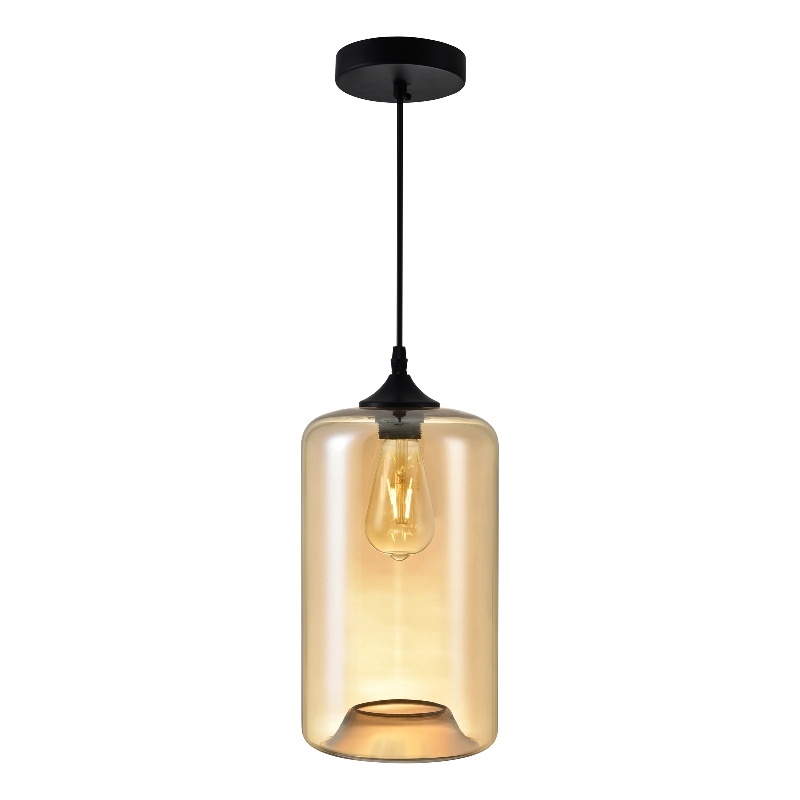 CWI Lighting 1 Light Down Glass Mini Pendant in Brown Cognac