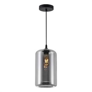 CWI Lighting Glass 1 Light Contemporary Metal Mini Pendant in Black Smoke