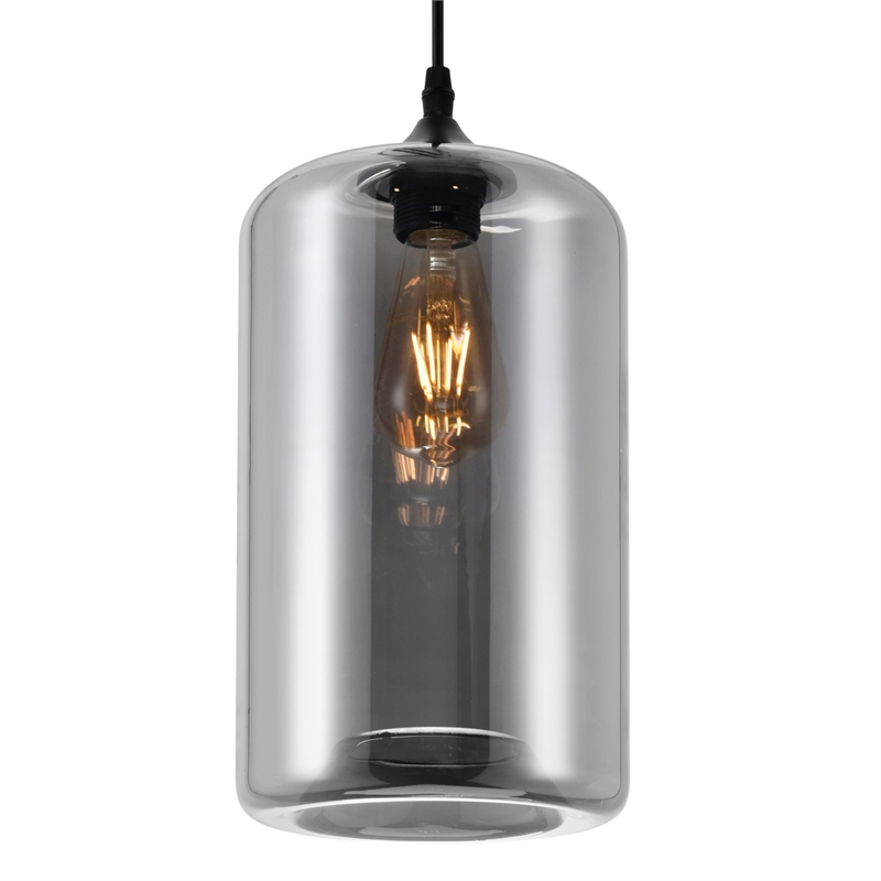 CWI Lighting Glass 1 Light Contemporary Metal Mini Pendant in Black Smoke
