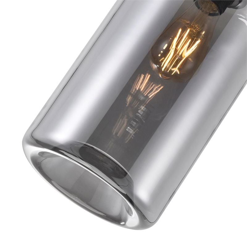 CWI Lighting Glass 1 Light Contemporary Metal Mini Pendant in Black Smoke