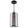 CWI Lighting Glass 1 Light Contemporary Metal Mini Pendant in Black Smoke