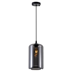 cwi lighting glass 1-light contemporary metal mini pendant in black/smoke