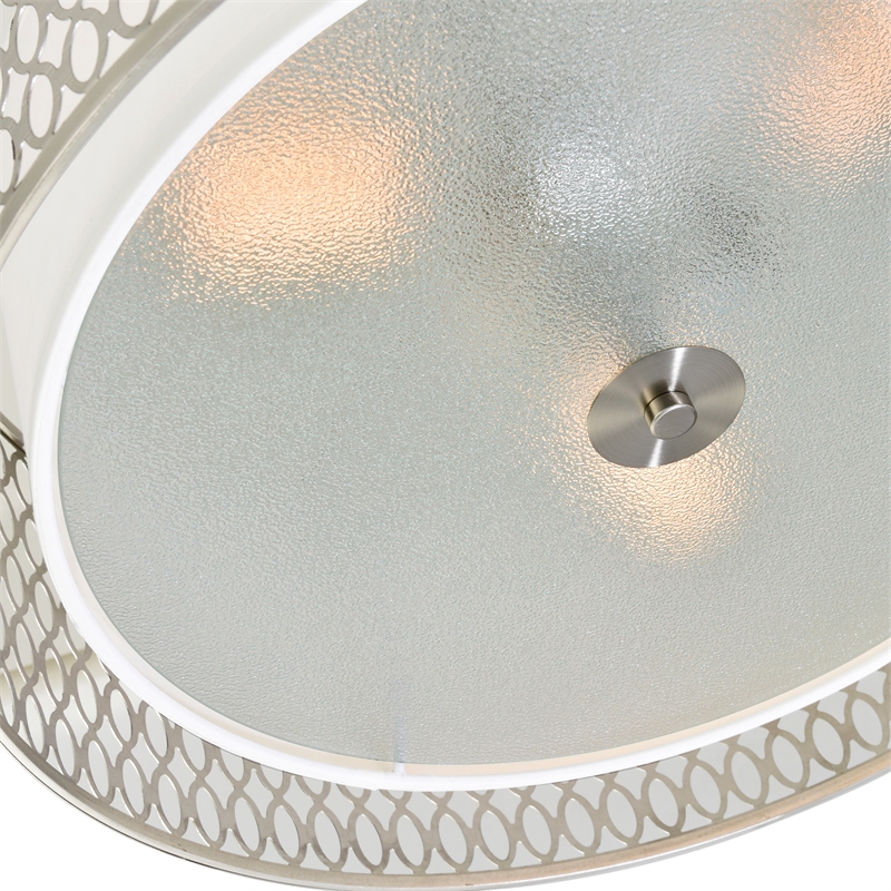 CWI Lighting Mikayla 3 Light Metal Flush Mount Light in Satin Nickel