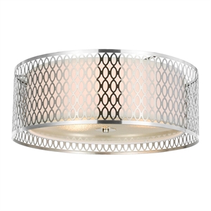 CWI Lighting Mikayla 3 Light Metal Flush Mount Light in Satin Nickel