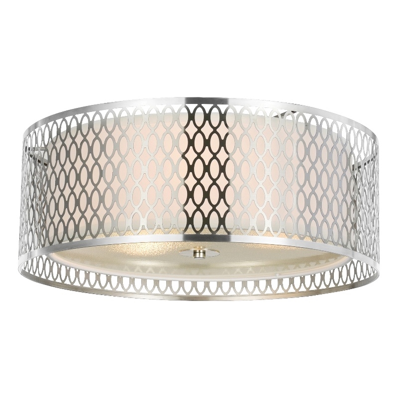 CWI Lighting Mikayla 3 Light Metal Flush Mount Light in Satin Nickel