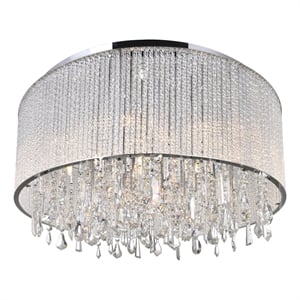 CWI Lighting Benson 14 Light Drum Shade Metal Flush Mount Light in Chrome