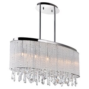 CWI Lighting Benson 5 Light Drum Shade Metal Chandelier in Chrome