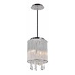 CWI Lighting Benson 2 Light Drum Shade Metal Mini Pendant in Chrome/Clear
