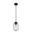 CWI Lighting Glass 1 Light Contemporary Metal Mini Pendant in Clear/Black