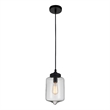CWI Lighting Glass 1 Light Contemporary Metal Mini Pendant in Clear/Black