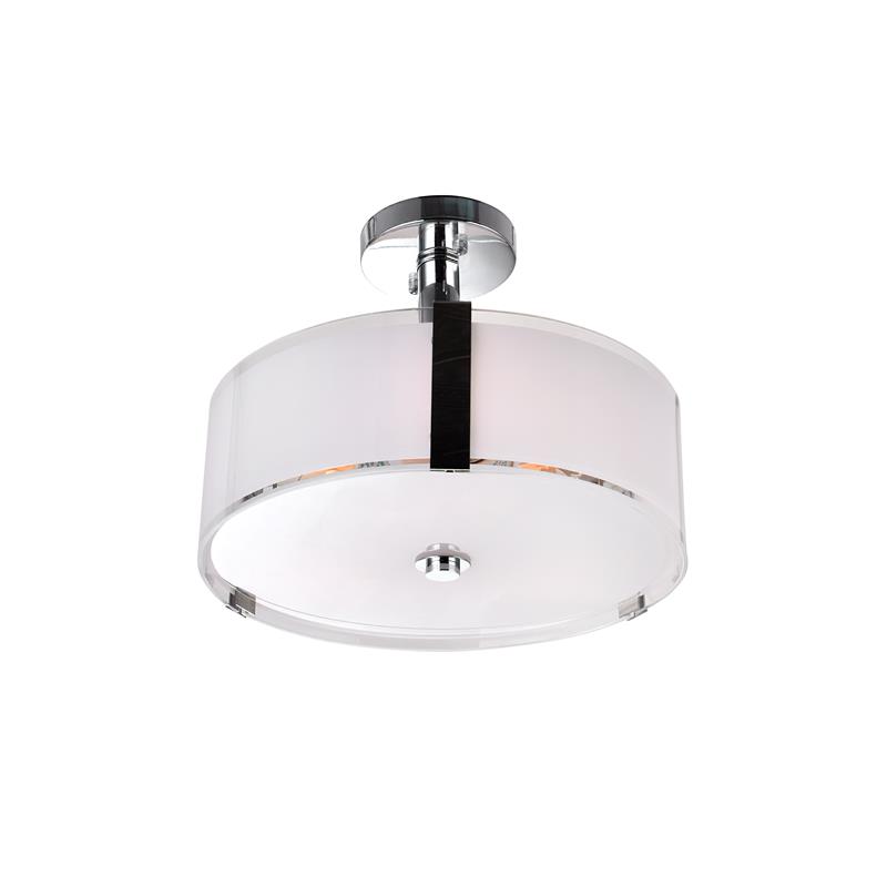 CWI Lighting Lucie 3 Light Metal Chandelier with Drum Shade in Chrome