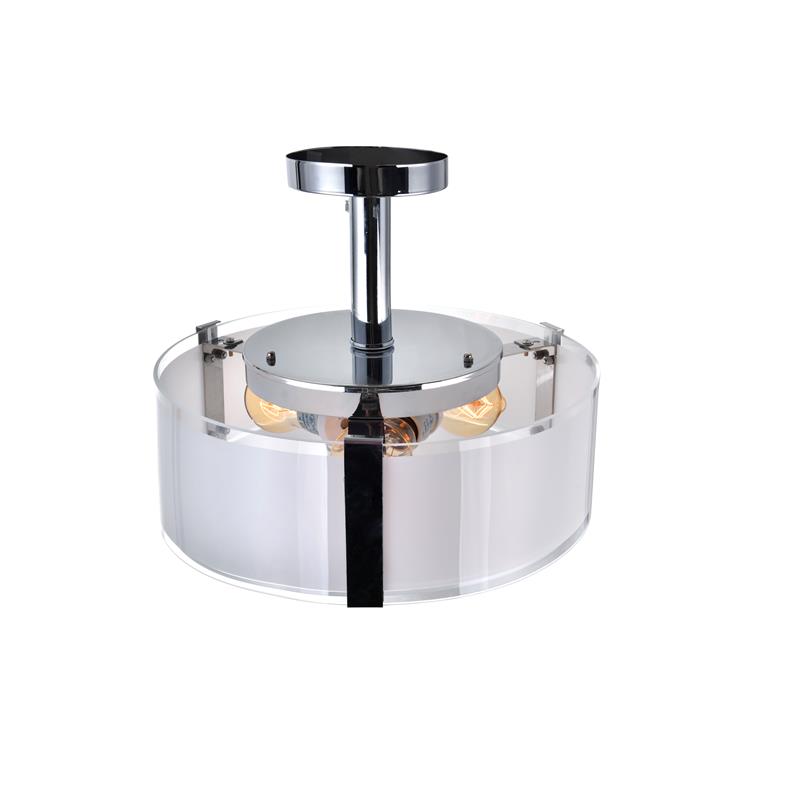 CWI Lighting Lucie 3 Light Metal Chandelier with Drum Shade in Chrome