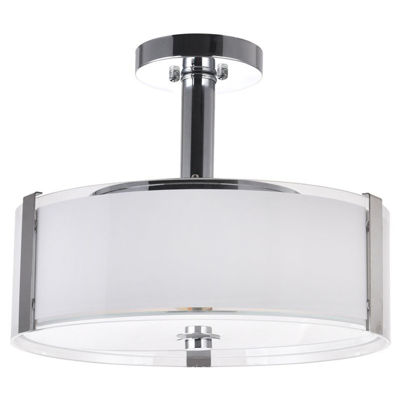 CWI Lighting Lucie 3 Light Metal Chandelier with Drum Shade in Chrome