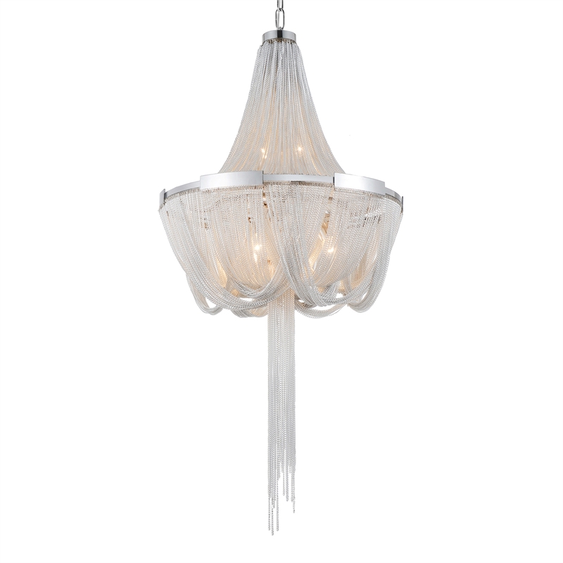 CWI Lighting Enchanted 6 Light Down Contemporary Metal Chandelier in Chrome