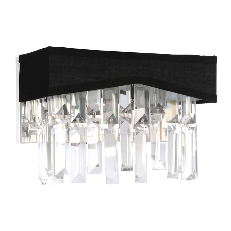 CWI Lighting Havely 2 Light Transitional Metal Wall Sconce in Chrome/Black