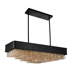 CWI Lighting Medina10 Light Drum Shade Metal Chandelier in Black