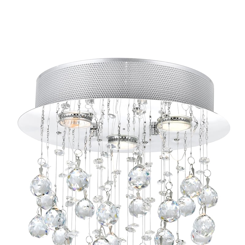 CWI Lighting Rain Drop 3 Light Metal Flush Mount Light in Chrome