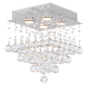 CWI Lighting Square 4 Light Transitional Metal Flush Mount Light in Chrome