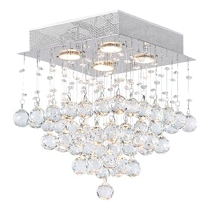 CWI Lighting Square 4 Light Transitional Metal Flush Mount Light in Chrome