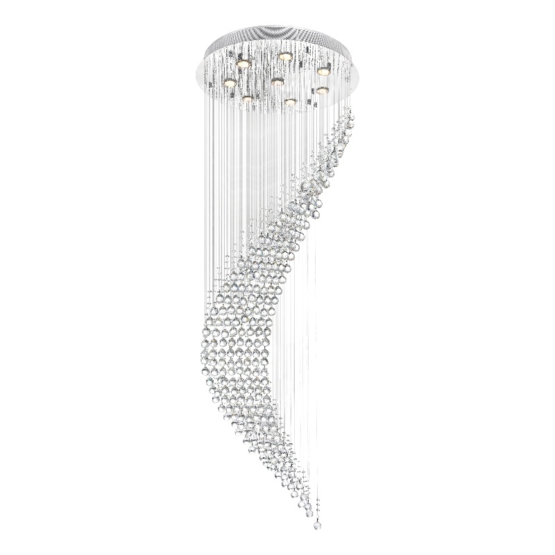CWI Lighting Ribbon 8 Light Transitional Metal Flush Mount Light in Chrome