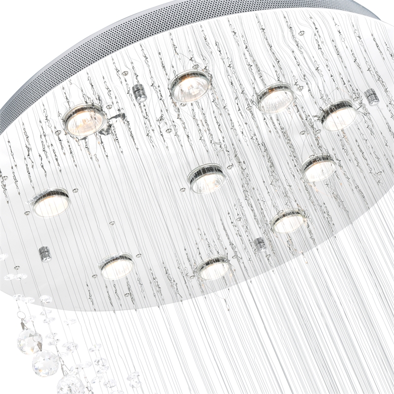CWI Lighting Ribbon 10 Light Transitional Metal Flush Mount Light in Chrome