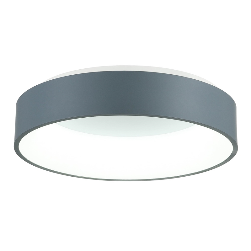 CWI Lighting Arenal Drum Shade Metal LED Flush Mount Light in Gray/White