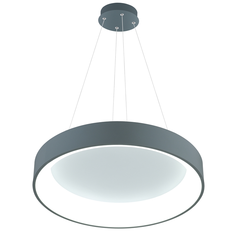 CWI Lighting Arenal Drum Shade Contemporary Metal LED Pendant in Gray/White
