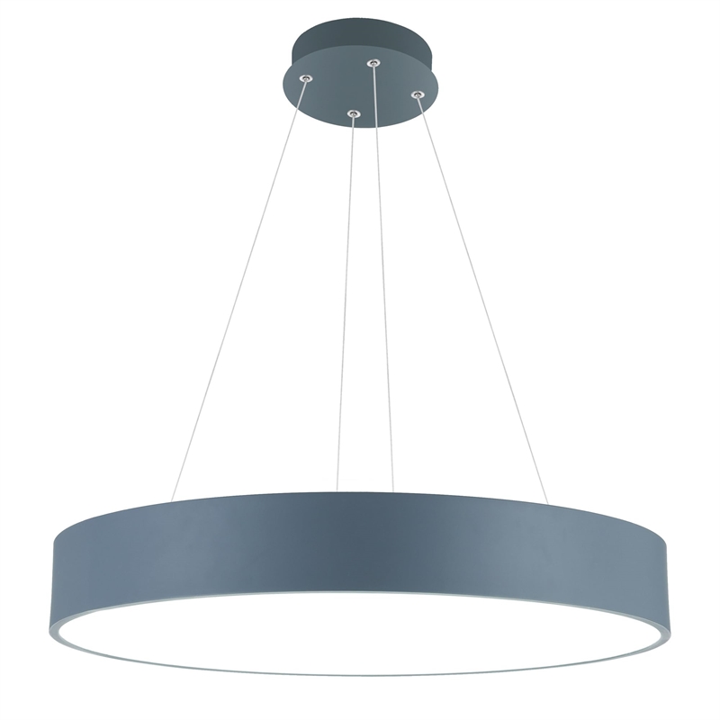 CWI Lighting Arenal Drum Shade Contemporary Metal LED Pendant in Gray/White