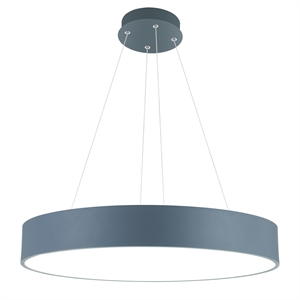 CWI Lighting Arenal Drum Shade Contemporary Metal LED Pendant in Gray/White