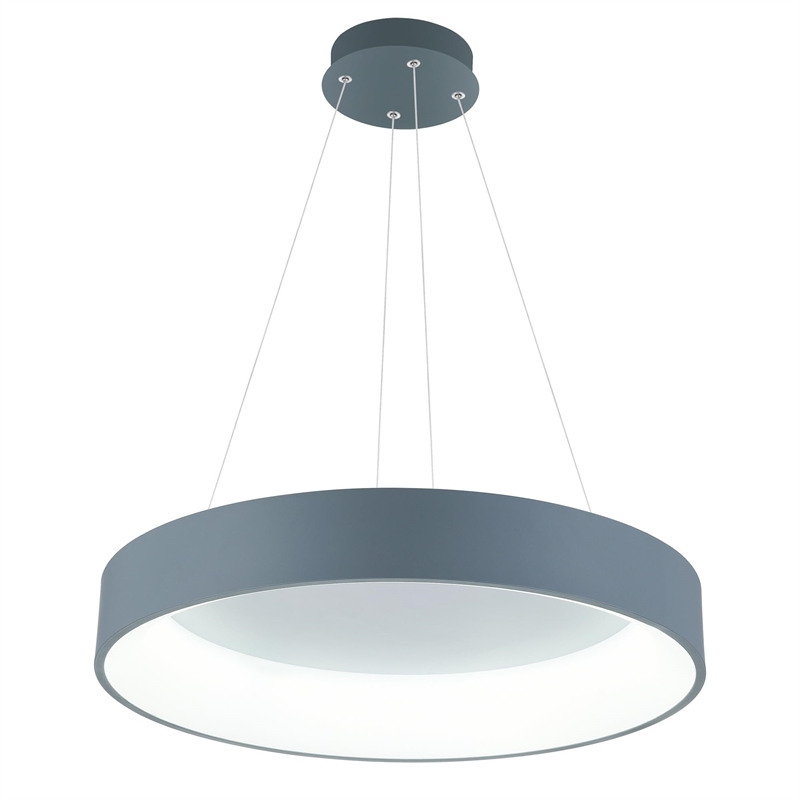 CWI Lighting Arenal Drum Shade Contemporary Metal LED Pendant in Gray/White