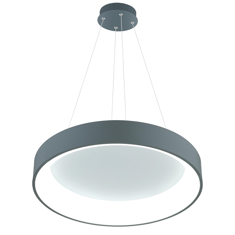 CWI Lighting Arenal Drum Shade Contemporary Metal LED Pendant in Gray/White