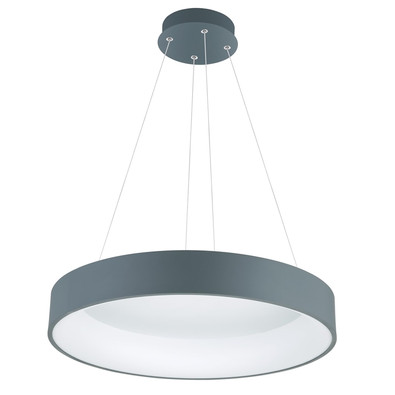 CWI Lighting Arenal Drum Shade Contemporary Metal LED Pendant in Gray/White