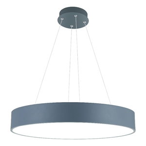 CWI Lighting Arenal Drum Shade Contemporary Metal LED Pendant in Gray/White