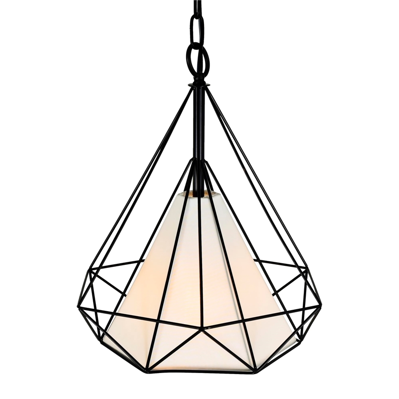 CWI Lighting Diamond 1 Light Down Contemporary Metal Pendant in Black