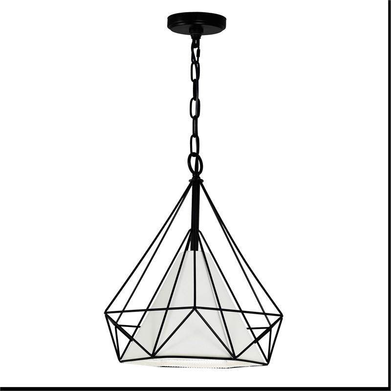 CWI Lighting Diamond 1 Light Down Contemporary Metal Pendant in Black