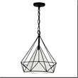 CWI Lighting Diamond 1 Light Down Contemporary Metal Pendant in Black