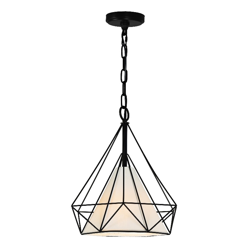 CWI Lighting Diamond 1 Light Down Contemporary Metal Pendant in Black