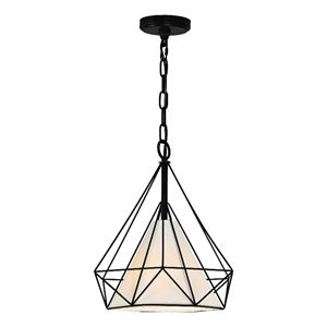 CWI Lighting Diamond 1 Light Down Contemporary Metal Pendant in Black