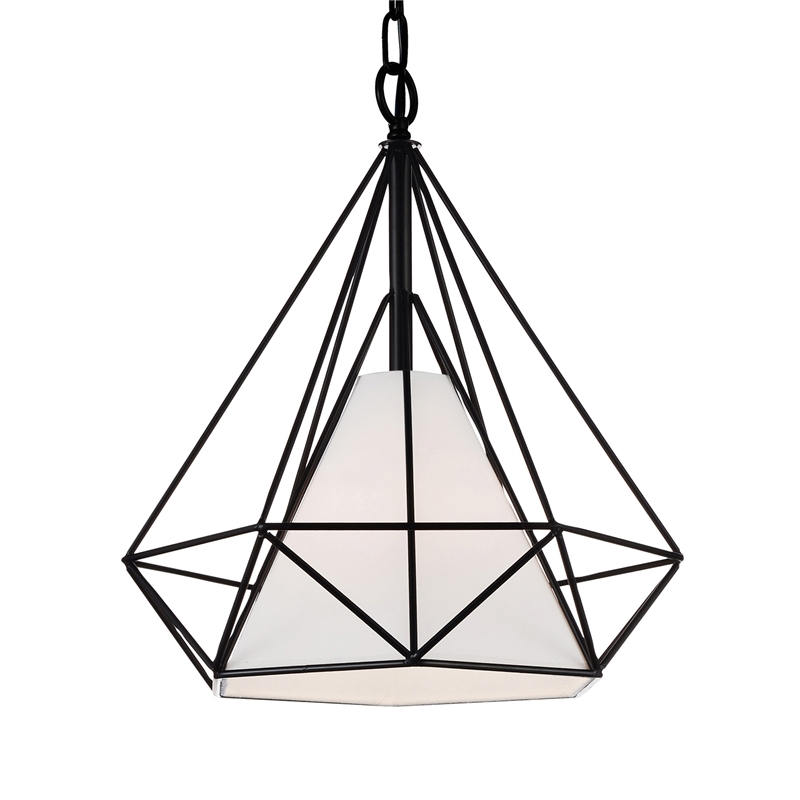 CWI Lighting Diamond 1 Light Down Contemporary Metal Pendant in Black