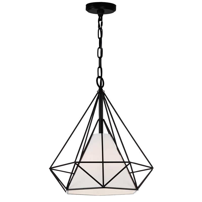 CWI Lighting Diamond 1 Light Down Contemporary Metal Pendant in Black