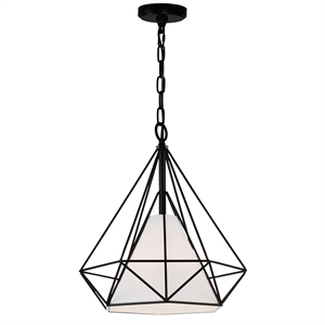 CWI Lighting Diamond 1 Light Down Contemporary Metal Pendant in Black