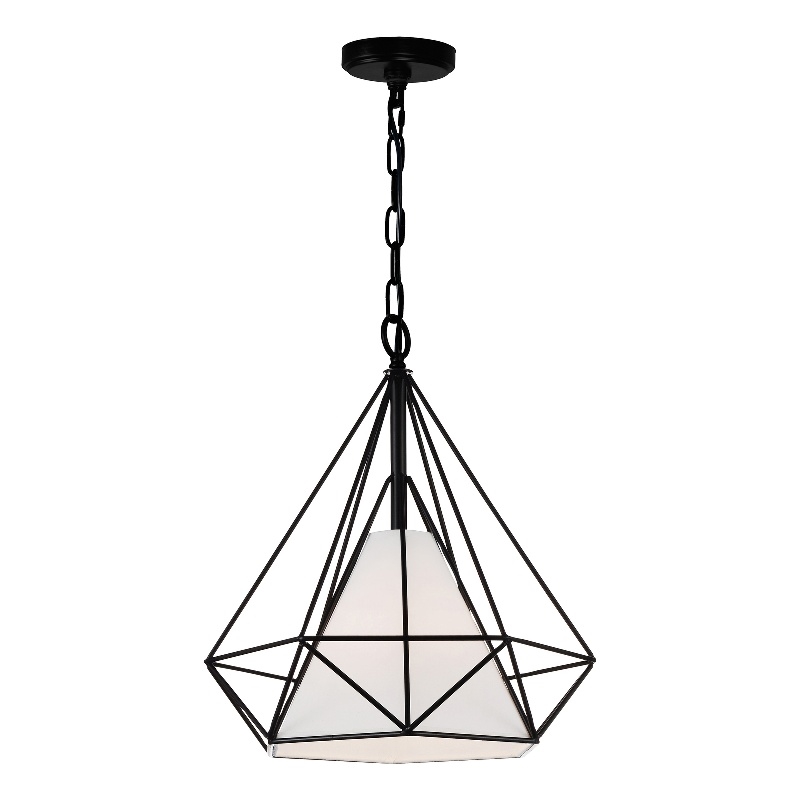 CWI Lighting Diamond 1 Light Down Contemporary Metal Pendant in Black