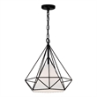 CWI Lighting Diamond 1 Light Down Contemporary Metal Pendant in Black