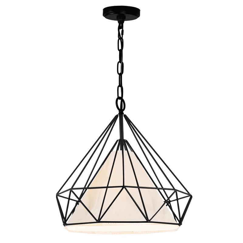 CWI Lighting Diamond 1 Light Down Contemporary Metal Pendant in Black