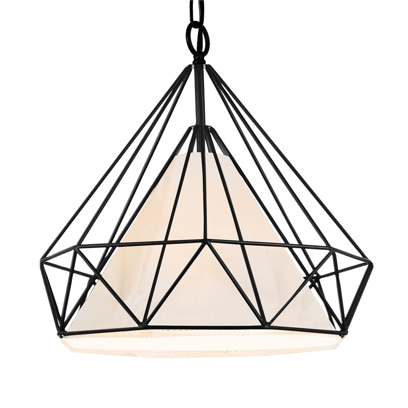 CWI Lighting Diamond 1 Light Down Contemporary Metal Pendant in Black